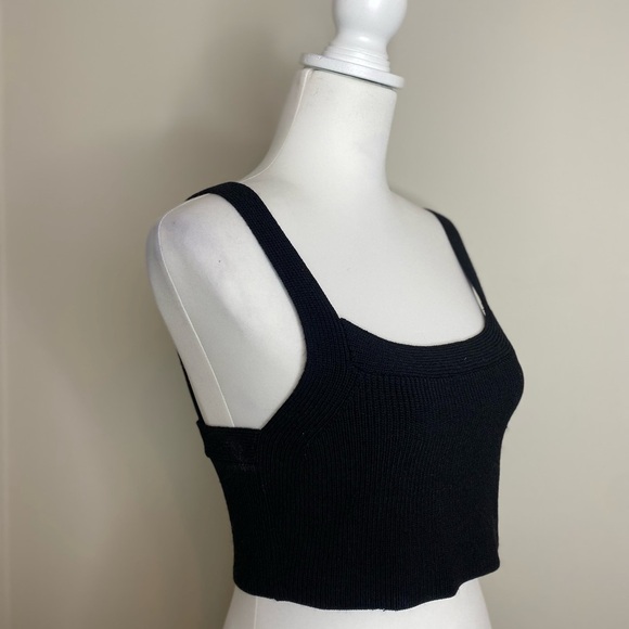 Aritzia Wilfred San Clemente Black Knit Sleeveless Crop Top Medium - Picture 3 of 9